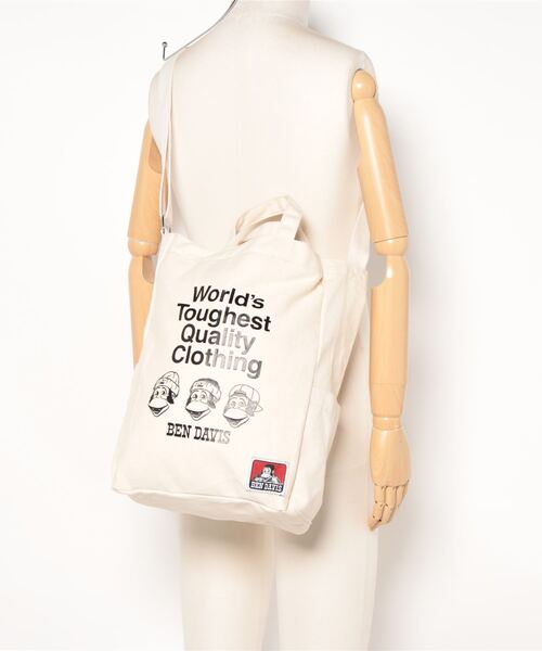 BEN DAVIS（ベンデイビス）の「LARGE SHOULDER TOTE（トートバッグ・メンズ・ブラック/ナチュラル・FREE）」の6枚目の写真