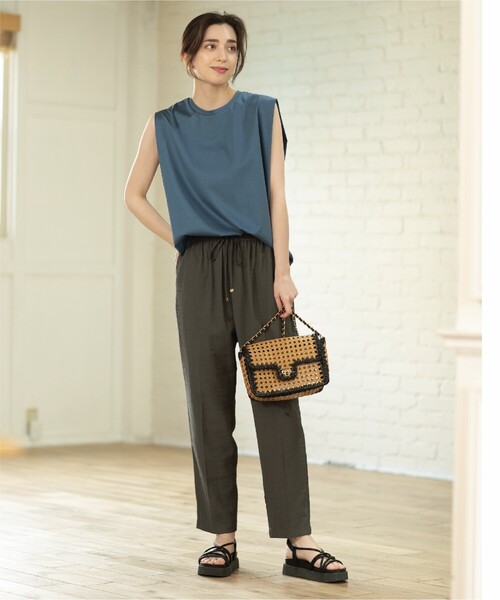 OPAQUE.CLIP(オペークドットクリップ)の「◆セットアップ対応 イージーテーパード ジョグパンツ【洗濯機洗い可/5色展開】(その他パンツ・レディース・グレー系その他/ブラック/ライトベージュ/ライトグリーン/レンガ・34/36/38/40/42)」の12枚目の写真