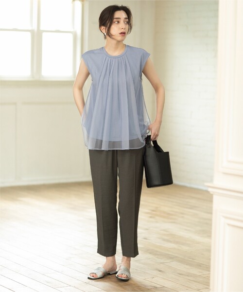 OPAQUE.CLIP(オペークドットクリップ)の「◆セットアップ対応 イージーテーパード ジョグパンツ【洗濯機洗い可/5色展開】(その他パンツ・レディース・グレー系その他/ブラック/ライトベージュ/ライトグリーン/レンガ・34/36/38/40/42)」の14枚目の写真