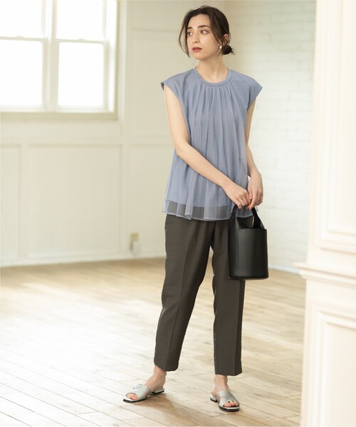 OPAQUE.CLIP(オペークドットクリップ)の「◆セットアップ対応 イージーテーパード ジョグパンツ【洗濯機洗い可/5色展開】(その他パンツ・レディース・グレー系その他/ブラック/ライトベージュ/ライトグリーン/レンガ・34/36/38/40/42)」の15枚目の写真