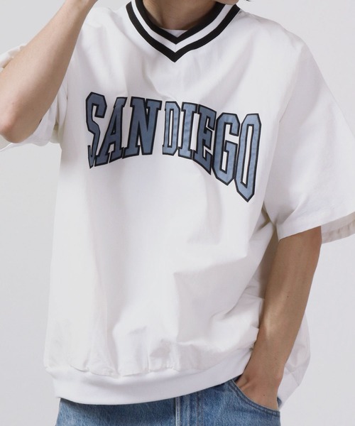 FUNALIVE(ファンアライブ)の「半袖Vネックナイロンプルオーバー(Tシャツ/カットソー・メンズ・ブラック/イエロー系その他/オフホワイト/ブルー系その他/イエロー/グリーン系その他/グリーン/ネイビー/パープル系その他・L/M)」の2枚目の写真