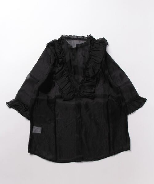 STYLEBLOCK（スタイルブロック）の「オーガンジーフリルブラウス（シャツ/ブラウス・レディース・ブラック/グレー/ホワイト系その他・M）」の4枚目の写真