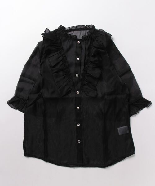 STYLEBLOCK（スタイルブロック）の「オーガンジーフリルブラウス（シャツ/ブラウス・レディース・ブラック/グレー/ホワイト系その他・M）」の5枚目の写真