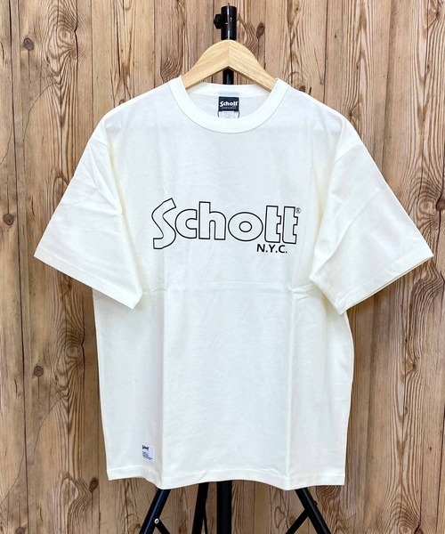 schott(ショット)の「'BASIC LOGO' 半袖Tシャツ(Tシャツ/カットソー・メンズ・ブラック/ホワイト/アイボリー・XXL/XL/L/M)」の2枚目の写真