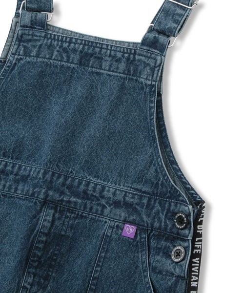 Right-on（ライトオン）の「【VIVIAN BLUE】テープロゴジャンスカ（ジャンパースカート・キッズ・ダークインディゴブルー/ライトインディゴブルー・120/150/140/130）」の6枚目の写真