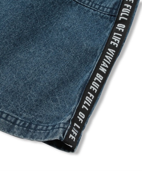 Right-on（ライトオン）の「【VIVIAN BLUE】テープロゴジャンスカ（ジャンパースカート・キッズ・ダークインディゴブルー/ライトインディゴブルー・120/150/140/130）」の4枚目の写真