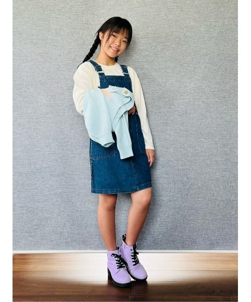 Right-on（ライトオン）の「【VIVIAN BLUE】テープロゴジャンスカ（ジャンパースカート・キッズ・ダークインディゴブルー/ライトインディゴブルー・120/150/140/130）」の22枚目の写真