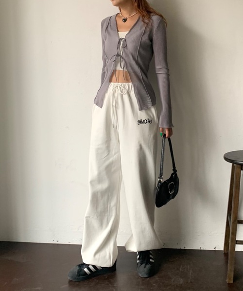 SHAGGIE（シャギー）の「ダブルリボンプリーツシアーカーディガン