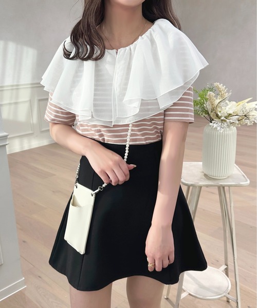 apres jour(アプレジュール)の「2WAYシフォンラッフルボーダープルオーバー【ZOZOTOWN限定アイテム】(Tシャツ/カットソー・レディース・レッド/ピンクベージュ/ブラック・フリー/X-LARGE)」の14枚目の写真