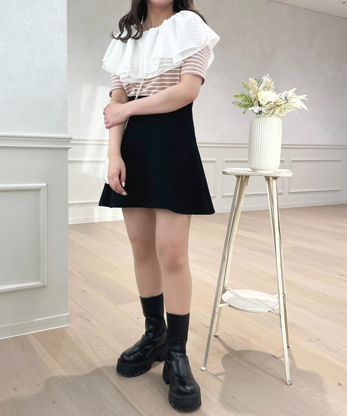 apres jour(アプレジュール)の「2WAYシフォンラッフルボーダープルオーバー【ZOZOTOWN限定アイテム】(Tシャツ/カットソー・レディース・レッド/ピンクベージュ/ブラック・フリー/X-LARGE)」の17枚目の写真