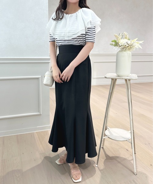 apres jour(アプレジュール)の「2WAYシフォンラッフルボーダープルオーバー【ZOZOTOWN限定アイテム】(Tシャツ/カットソー・レディース・レッド/ピンクベージュ/ブラック・フリー/X-LARGE)」の8枚目の写真