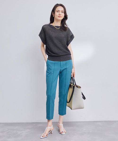 ROPE'（ロペ）の「前後2WAYペーパーヤーンミドルゲージドルマンプルオーバー（Tシャツ/カットソー・レディース・ベージュ/ホワイト系その他/スミクロ・38）」の10枚目の写真