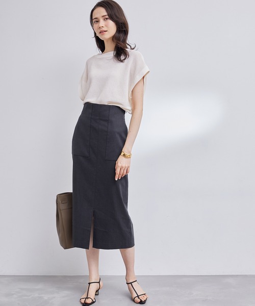 ROPE'（ロペ）の「前後2WAYペーパーヤーンミドルゲージドルマンプルオーバー（Tシャツ/カットソー・レディース・ベージュ/ホワイト系その他/スミクロ・38）」の19枚目の写真