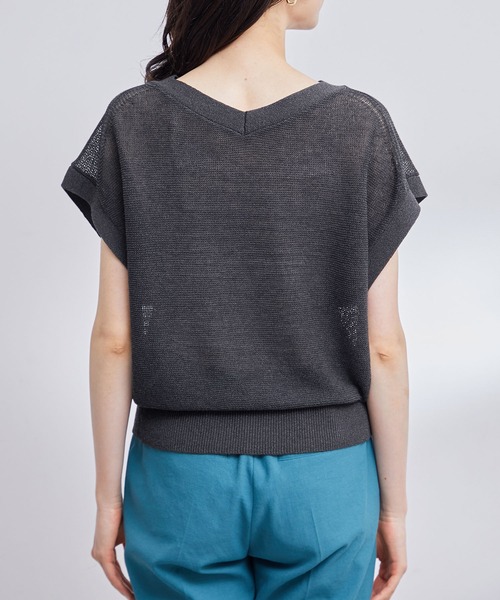 ROPE'（ロペ）の「前後2WAYペーパーヤーンミドルゲージドルマンプルオーバー（Tシャツ/カットソー・レディース・ベージュ/ホワイト系その他/スミクロ・38）」の11枚目の写真