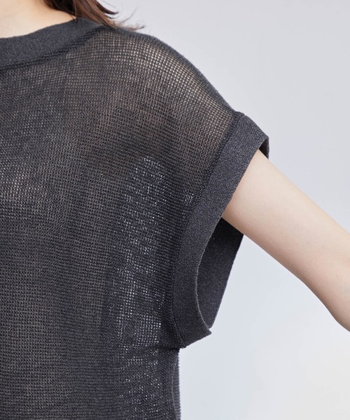 ROPE'（ロペ）の「前後2WAYペーパーヤーンミドルゲージドルマンプルオーバー（Tシャツ/カットソー・レディース・ベージュ/ホワイト系その他/スミクロ・38）」の14枚目の写真