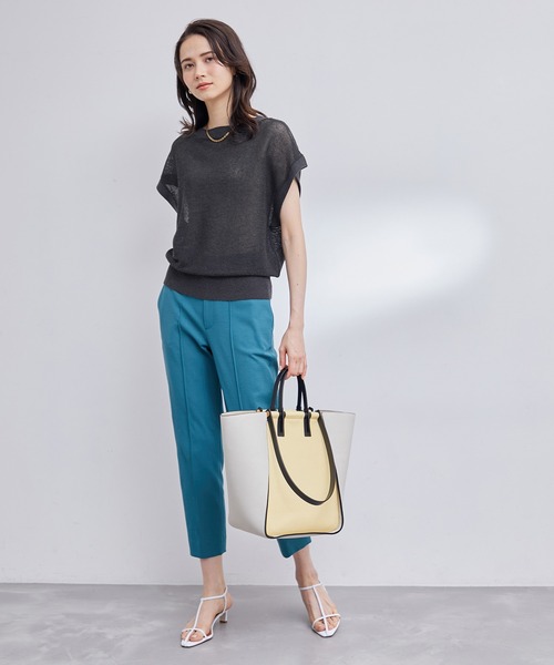 ROPE'（ロペ）の「前後2WAYペーパーヤーンミドルゲージドルマンプルオーバー（Tシャツ/カットソー・レディース・ベージュ/ホワイト系その他/スミクロ・38）」の12枚目の写真