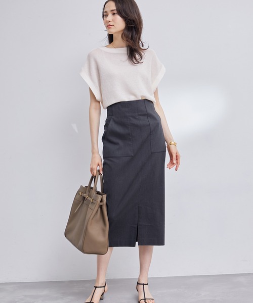 ROPE'（ロペ）の「前後2WAYペーパーヤーンミドルゲージドルマンプルオーバー（Tシャツ/カットソー・レディース・ベージュ/ホワイト系その他/スミクロ・38）」の21枚目の写真