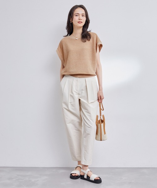 ROPE'（ロペ）の「前後2WAYペーパーヤーンミドルゲージドルマンプルオーバー（Tシャツ/カットソー・レディース・ベージュ/ホワイト系その他/スミクロ・38）」の9枚目の写真