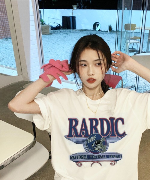 BASQUE magenta(バスクマゼンタ)の「ビッグシルエット アメリカンヴィンテージプリントTシャツ(Tシャツ/カットソー・レディース・ホワイト/ブルー/ブラック・FREE)」の4枚目の写真