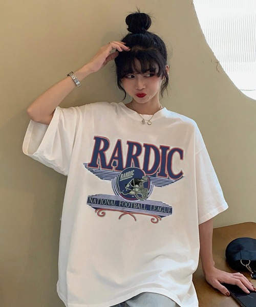 BASQUE magenta(バスクマゼンタ)の「ビッグシルエット アメリカンヴィンテージプリントTシャツ(Tシャツ/カットソー・レディース・ホワイト/ブルー/ブラック・FREE)」の5枚目の写真