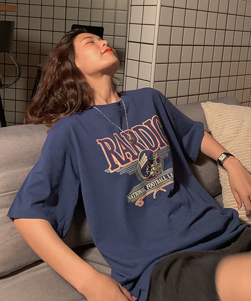 BASQUE magenta(バスクマゼンタ)の「ビッグシルエット アメリカンヴィンテージプリントTシャツ(Tシャツ/カットソー・レディース・ホワイト/ブルー/ブラック・FREE)」の13枚目の写真