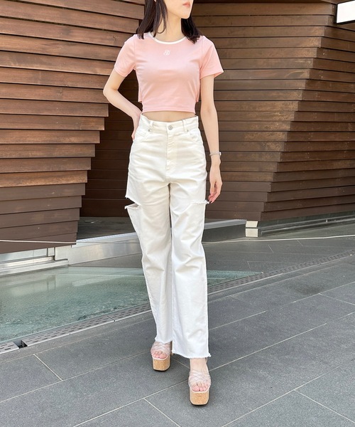 one way(ワンウェイ)の「バックリボンリンガーロゴTシャツ(Tシャツ/カットソー・レディース・ホワイト/ピンク/ブラック/グレー/ブラウン・FREE)」の19枚目の写真