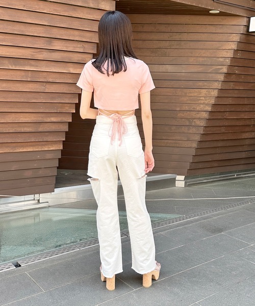 one way(ワンウェイ)の「バックリボンリンガーロゴTシャツ(Tシャツ/カットソー・レディース・ホワイト/ピンク/ブラック/グレー/ブラウン・FREE)」の22枚目の写真