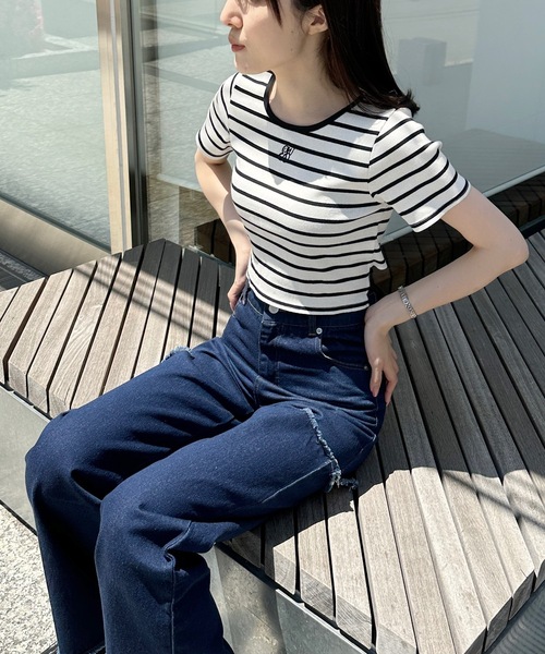 one way(ワンウェイ)の「バックリボンリンガーロゴTシャツ(Tシャツ/カットソー・レディース・ホワイト/ピンク/ブラック/グレー/ブラウン・FREE)」の13枚目の写真