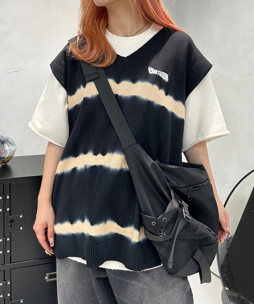 sedacle（セダクル）の「タイダイサマーニットベスト（ベスト・メンズ・ベージュ/ブラック/オレンジ・MEDIUM/LARGE）」の2枚目の写真