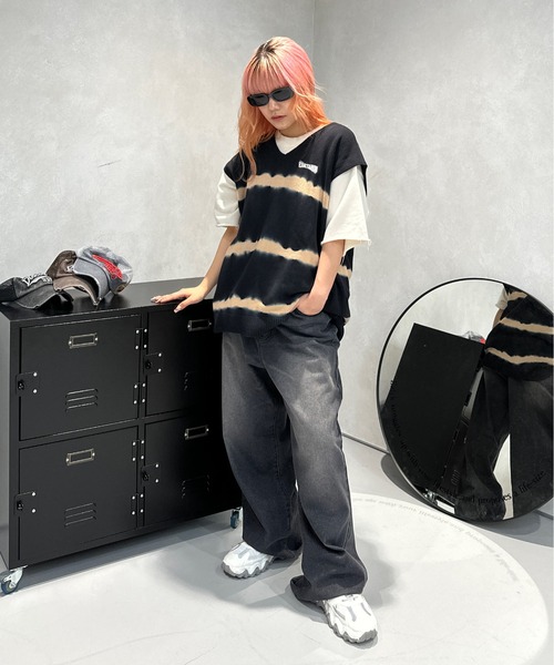 sedacle（セダクル）の「タイダイサマーニットベスト（ベスト・メンズ・ベージュ/ブラック/オレンジ・MEDIUM/LARGE）」の16枚目の写真