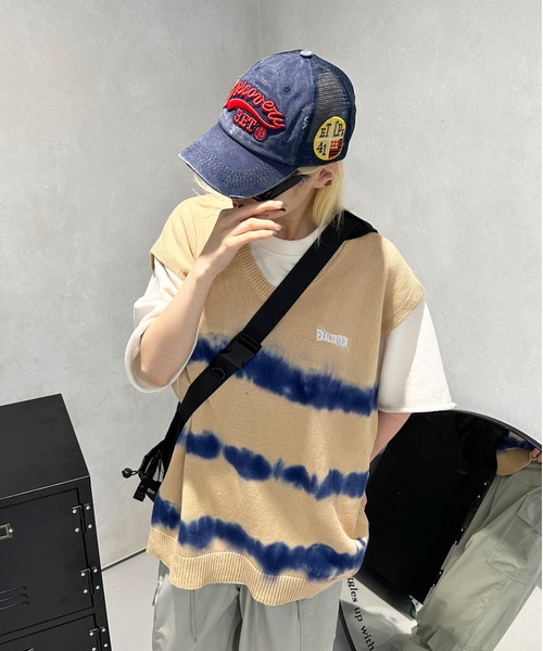 sedacle（セダクル）の「タイダイサマーニットベスト（ベスト・メンズ・ベージュ/ブラック/オレンジ・MEDIUM/LARGE）」の20枚目の写真