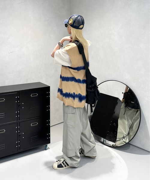 sedacle（セダクル）の「タイダイサマーニットベスト（ベスト・メンズ・ベージュ/ブラック/オレンジ・MEDIUM/LARGE）」の14枚目の写真