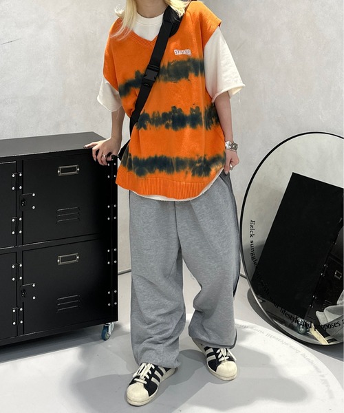 sedacle（セダクル）の「タイダイサマーニットベスト（ベスト・メンズ・ベージュ/ブラック/オレンジ・MEDIUM/LARGE）」の8枚目の写真