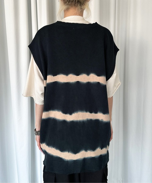 sedacle（セダクル）の「タイダイサマーニットベスト（ベスト・メンズ・ベージュ/ブラック/オレンジ・MEDIUM/LARGE）」の6枚目の写真