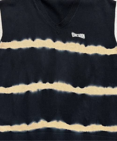 sedacle（セダクル）の「タイダイサマーニットベスト（ベスト・メンズ・ベージュ/ブラック/オレンジ・MEDIUM/LARGE）」の9枚目の写真
