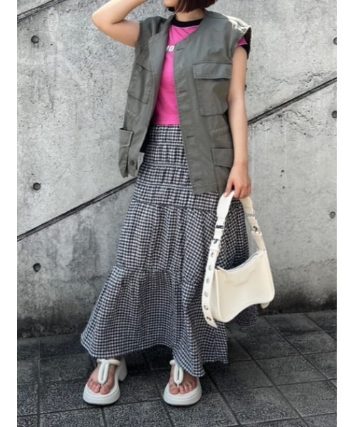 MOUSSY（マウジー）の「SHIRRING スカート（スカート・レディース・グリーン/ブラック・1/2）」の19枚目の写真