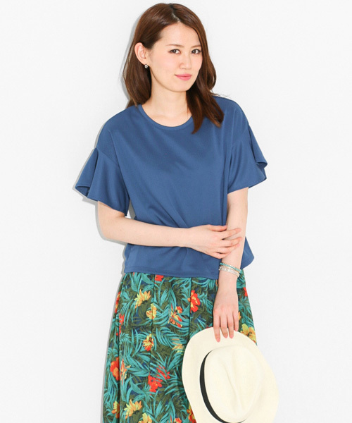 SENSE OF PLACE by URBAN RESEARCH(センスオブプレイスバイアーバンリサーチ)の「フレアスリーブTシャツ(Tシャツ/カットソー・レディース・ホワイト/ブラック/ブルー/ネイビー・FREE)」の3枚目の写真