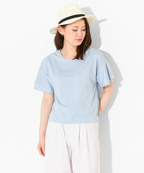 SENSE OF PLACE by URBAN RESEARCH(センスオブプレイスバイアーバンリサーチ)の「フレアスリーブTシャツ(Tシャツ/カットソー・レディース・ホワイト/ブラック/ブルー/ネイビー・FREE)」の4枚目の写真