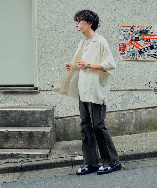 RAGEBLUE（レイジブルー）の「センターフリンジ/デニムフレアパンツ（デニムパンツ・メンズ・ブルー/ダークグレー・MEDIUM/LARGE）」の4枚目の写真