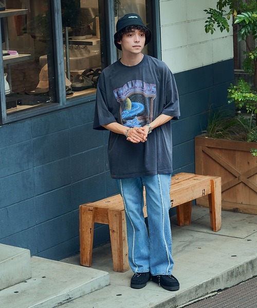 RAGEBLUE（レイジブルー）の「センターフリンジ/デニムフレアパンツ（デニムパンツ・メンズ・ブルー/ダークグレー・MEDIUM/LARGE）」の6枚目の写真