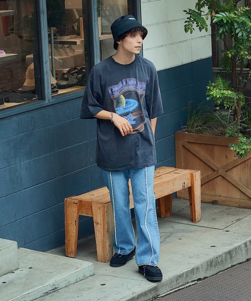 RAGEBLUE（レイジブルー）の「センターフリンジ/デニムフレアパンツ（デニムパンツ・メンズ・ブルー/ダークグレー・MEDIUM/LARGE）」の7枚目の写真