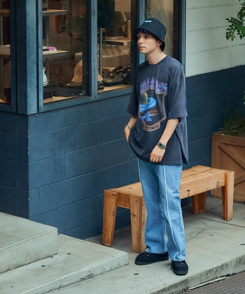 RAGEBLUE（レイジブルー）の「センターフリンジ/デニムフレアパンツ（デニムパンツ・メンズ・ブルー/ダークグレー・MEDIUM/LARGE）」の8枚目の写真