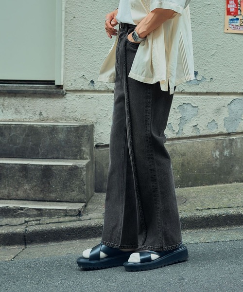 RAGEBLUE（レイジブルー）の「センターフリンジ/デニムフレアパンツ（デニムパンツ・メンズ・ブルー/ダークグレー・MEDIUM/LARGE）」の19枚目の写真