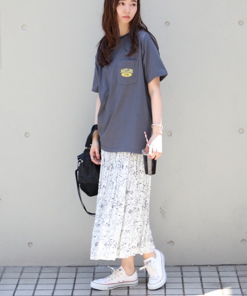 SETUP7（セットアップセブン）の「きれいな落ち感♪【SETUP7】総柄プリーツロングスカート（スカート・レディース・ベージュ/ホワイト/ブラック/グリーン・FREE）」の11枚目の写真