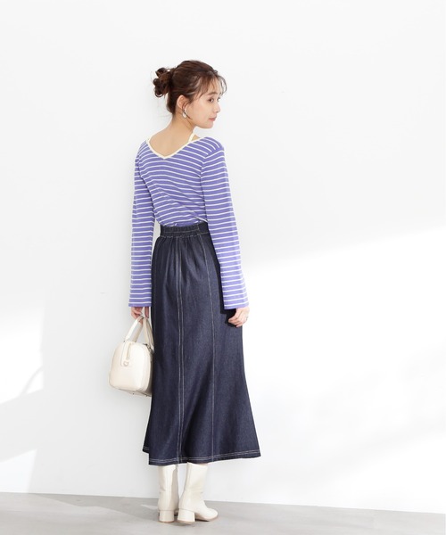 N.（N. Natural Beauty Basic）（エヌエヌナチュラルビューティーベーシック）の「◆ホルターネックフレア袖リブニット（ニット/セーター・レディース・パープル系その他/ホワイト系その他/ブラック系その他・MEDIUM）」の17枚目の写真