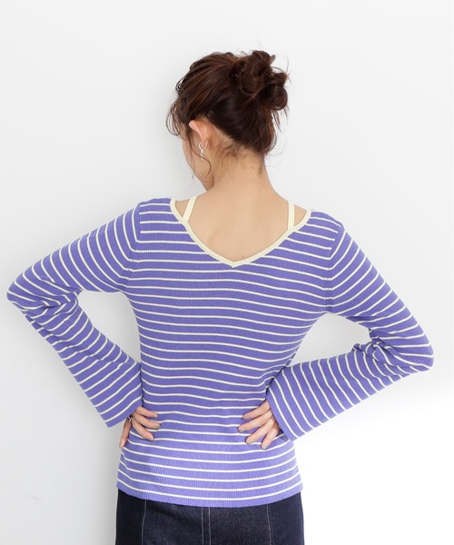 N.（N. Natural Beauty Basic）（エヌエヌナチュラルビューティーベーシック）の「◆ホルターネックフレア袖リブニット（ニット/セーター・レディース・パープル系その他/ホワイト系その他/ブラック系その他・MEDIUM）」の5枚目の写真