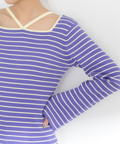 N.（N. Natural Beauty Basic）（エヌエヌナチュラルビューティーベーシック）の「◆ホルターネックフレア袖リブニット（ニット/セーター・レディース・パープル系その他/ホワイト系その他/ブラック系その他・MEDIUM）」の11枚目の写真