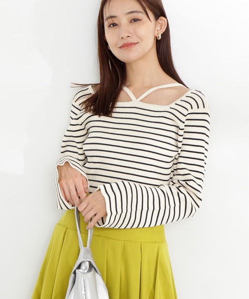 N.（N. Natural Beauty Basic）（エヌエヌナチュラルビューティーベーシック）の「◆ホルターネックフレア袖リブニット（ニット/セーター・レディース・パープル系その他/ホワイト系その他/ブラック系その他・MEDIUM）」の22枚目の写真