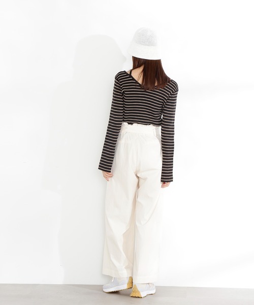 N.（N. Natural Beauty Basic）（エヌエヌナチュラルビューティーベーシック）の「◆ホルターネックフレア袖リブニット（ニット/セーター・レディース・パープル系その他/ホワイト系その他/ブラック系その他・MEDIUM）」の7枚目の写真