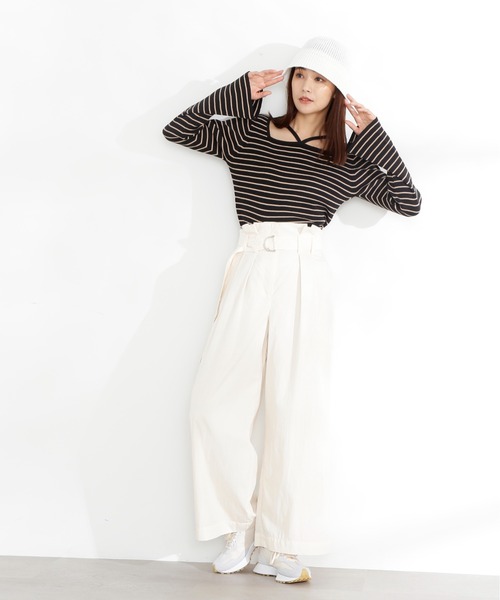 N.（N. Natural Beauty Basic）（エヌエヌナチュラルビューティーベーシック）の「◆ホルターネックフレア袖リブニット（ニット/セーター・レディース・パープル系その他/ホワイト系その他/ブラック系その他・MEDIUM）」の18枚目の写真